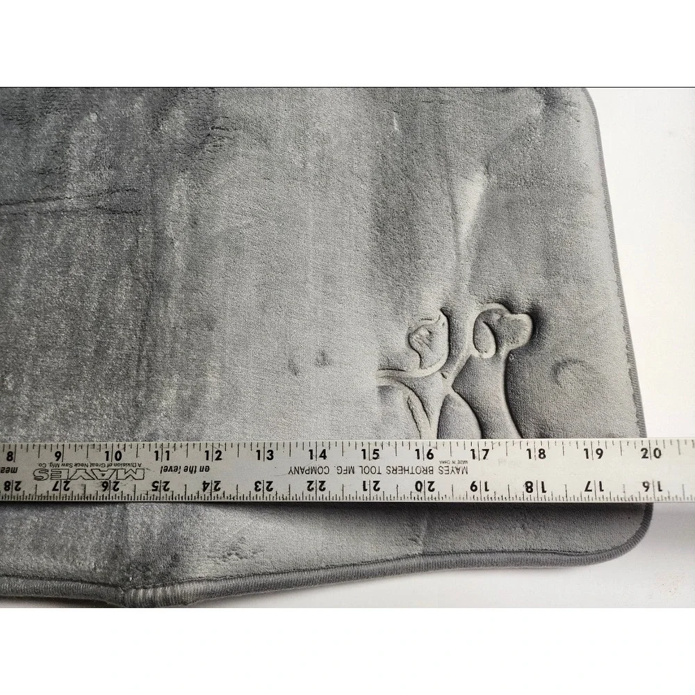 Memory Foam Bath Mat Grey Embossed Cat Dog Non Slip Absorbent Machine Washable